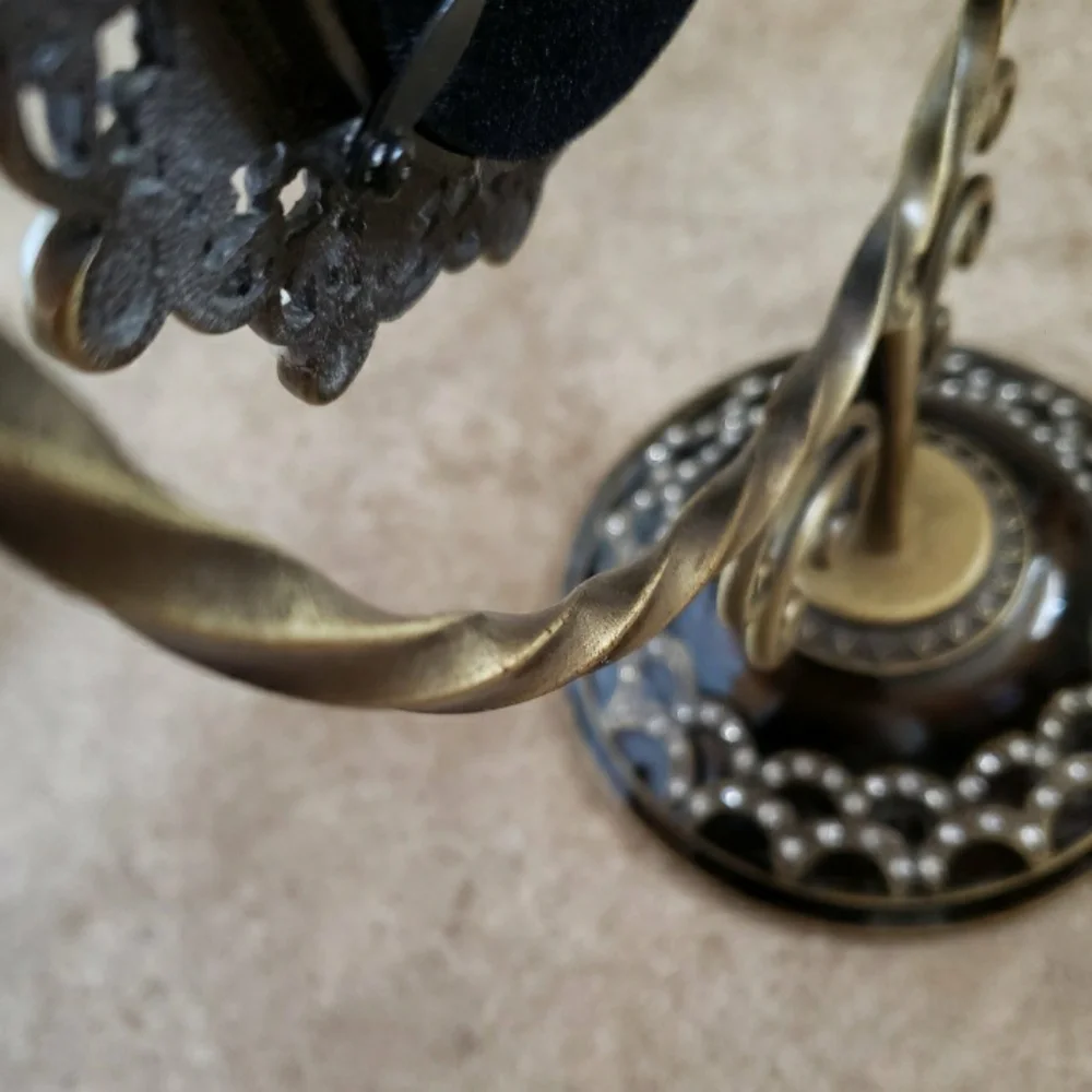 Antique Bronze Carved Pearled Gemstone Pedestal Mirror
